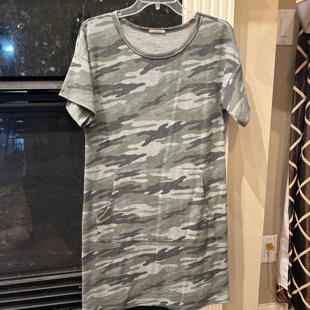 First Love Green Camouflage dress size small